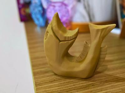 Jumping Fish Wood Carving Desktop Ornament Cable Organizer