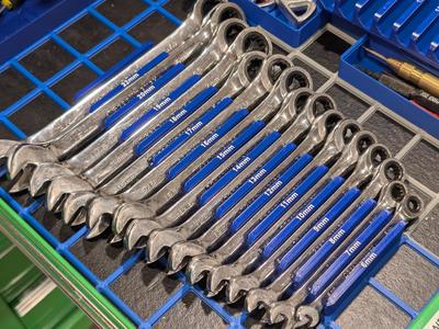 Gridfinity 16 Wrench SAE and Metric Organizers