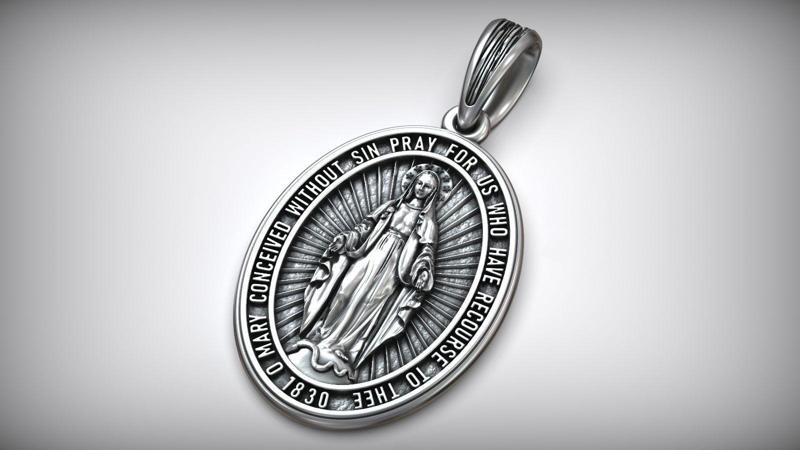 Catholic Miraculous Medal  Virgin Mary Pendant