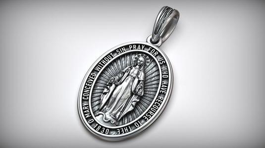 Catholic Miraculous Medal  Virgin Mary Pendant