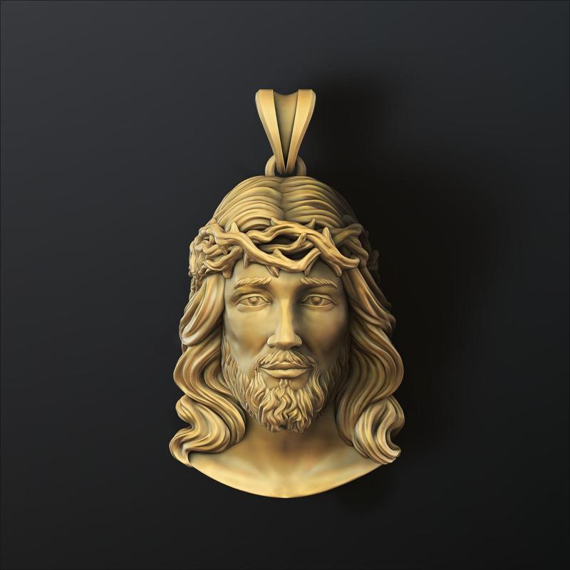 Jesus Christ Head With Thorns Pendant v2