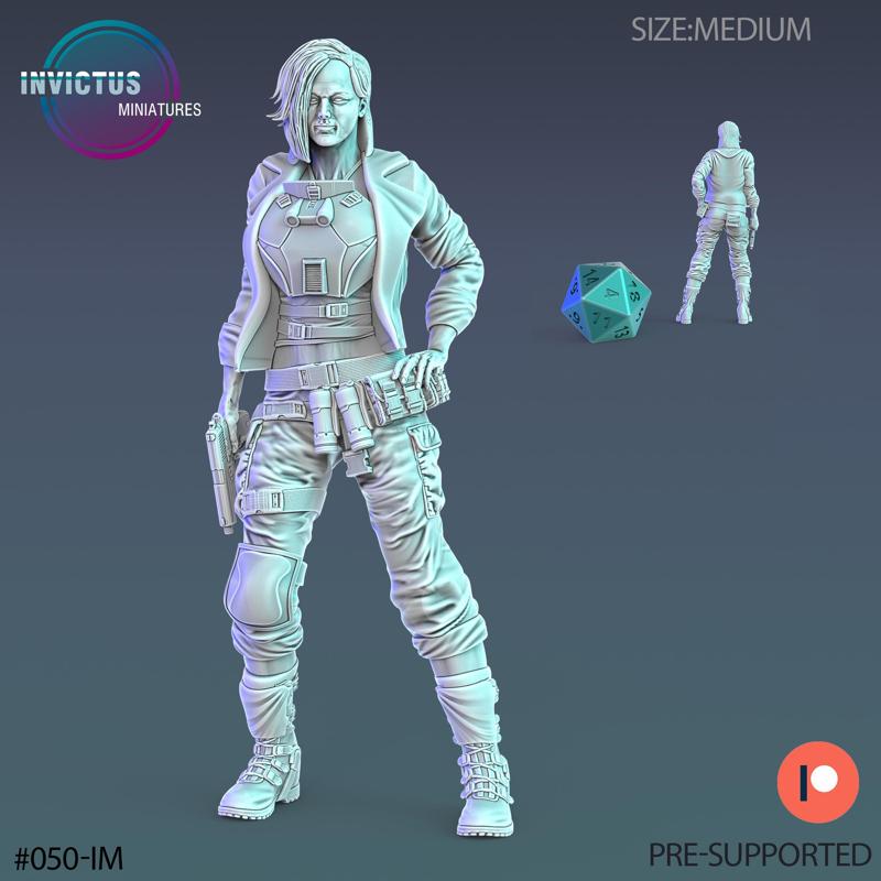 Girl Protector Of Wastelands Pistol / Space Soldier / Cyberpunk Warrior / Invasion Army / Trooper Attack / Sci-Fi Encounter