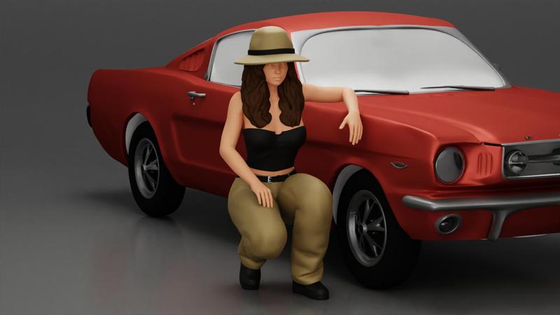 gangster homie lowrider girl in hat sitting beside car