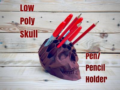 Low Poly Skull, pen/pencil holder