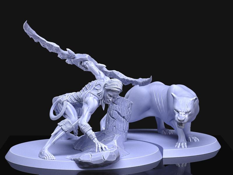 Hunter and panther