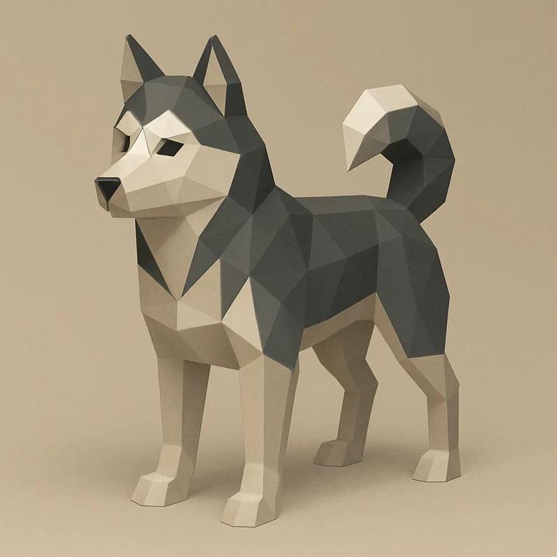 Dog Husky low poly
