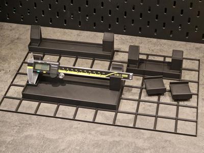 Quick Access Caliper Stand for Gridfinity. QACS-GF