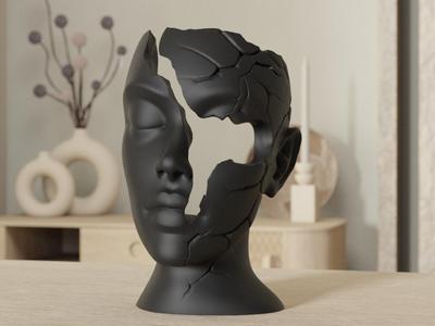 Echo of the Mind – Minimalist Fractured Sculpture