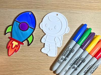 Space-Themed Colouring Set –  Rocket &  Astronaut