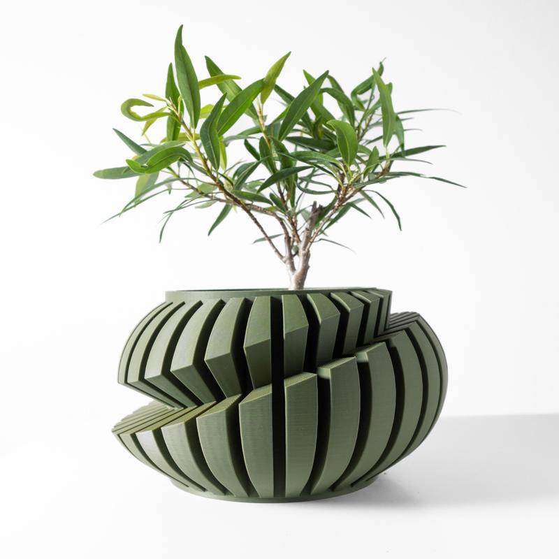 The Luxira Planter Pot with Drainage Tray & Stand: Modern and Unique Home Decor for Plants
