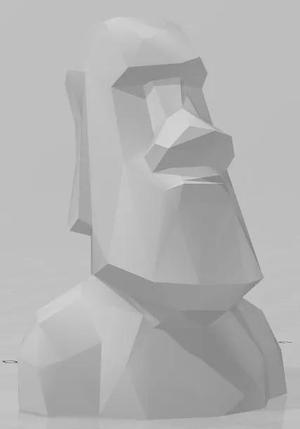 low poly Moai statue