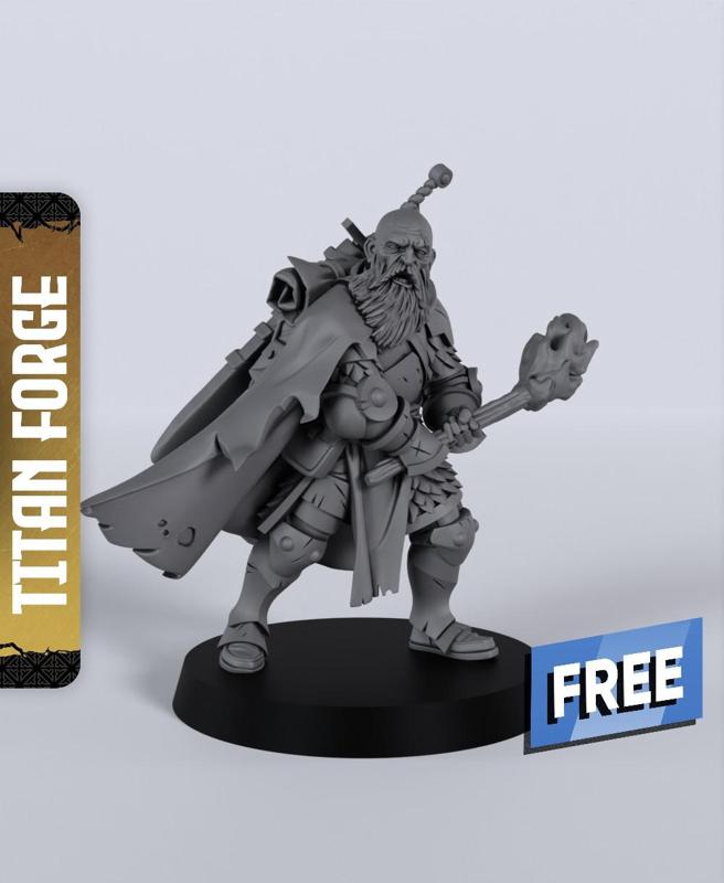 Human Male Paladin Mace – With Free Dragon  – 5e DnD Inspired for RPG and Wargamers