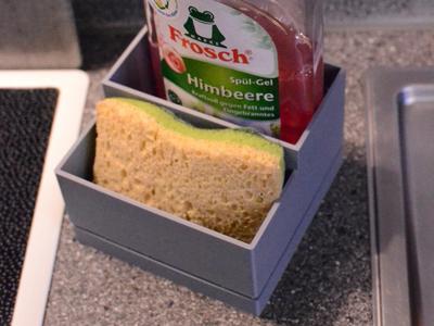 Kitchen organizer for dish soap and sponge