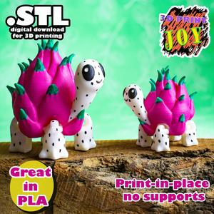 Flexi Dragon fruit turtle, STL, print in place, 3DJoy