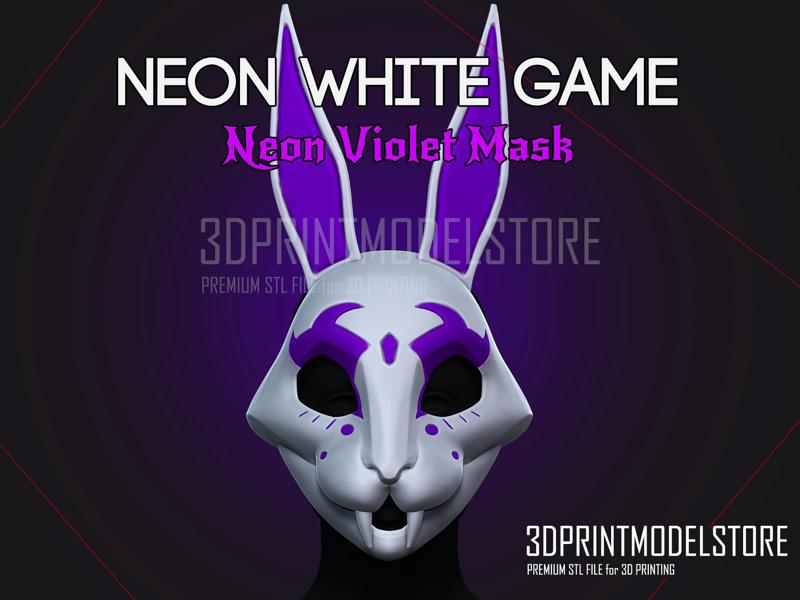 Neon White Cosplay Mask – Neon Violet – Japanese Kitsune