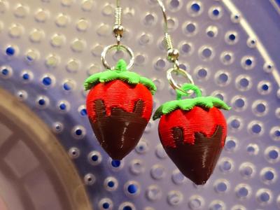 3D Chocolate covered strawberry earrings