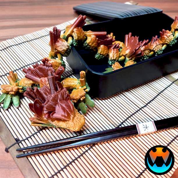 Sushi Dragon, Cinderwing3D, Food, Articulating, Print-in-Place, No Supports, Cute