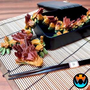Sushi Dragon, Cinderwing3D, Food, Articulating, Print-in-Place, No Supports, Cute