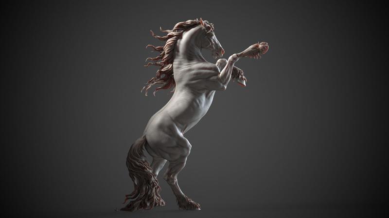 Rearing Friesian horse  – 3D Sculpting