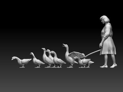woman and geese