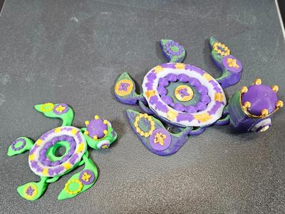 Mardi Gras Turtle flexi and straw topper