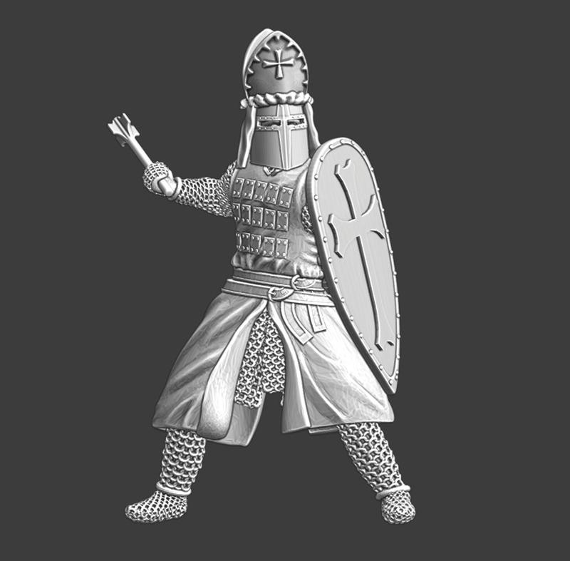 Medieval warrior bishop in battle