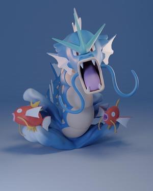 Pokemon - Gyarados and Magikarps figure