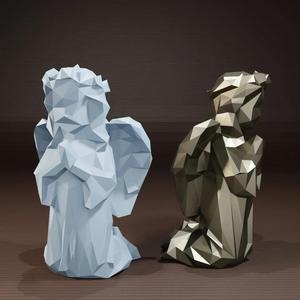 Low poly Angel on knees