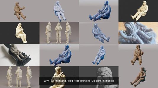 WWII German and Allied Pilot figures for 3d print 3D Model Collection