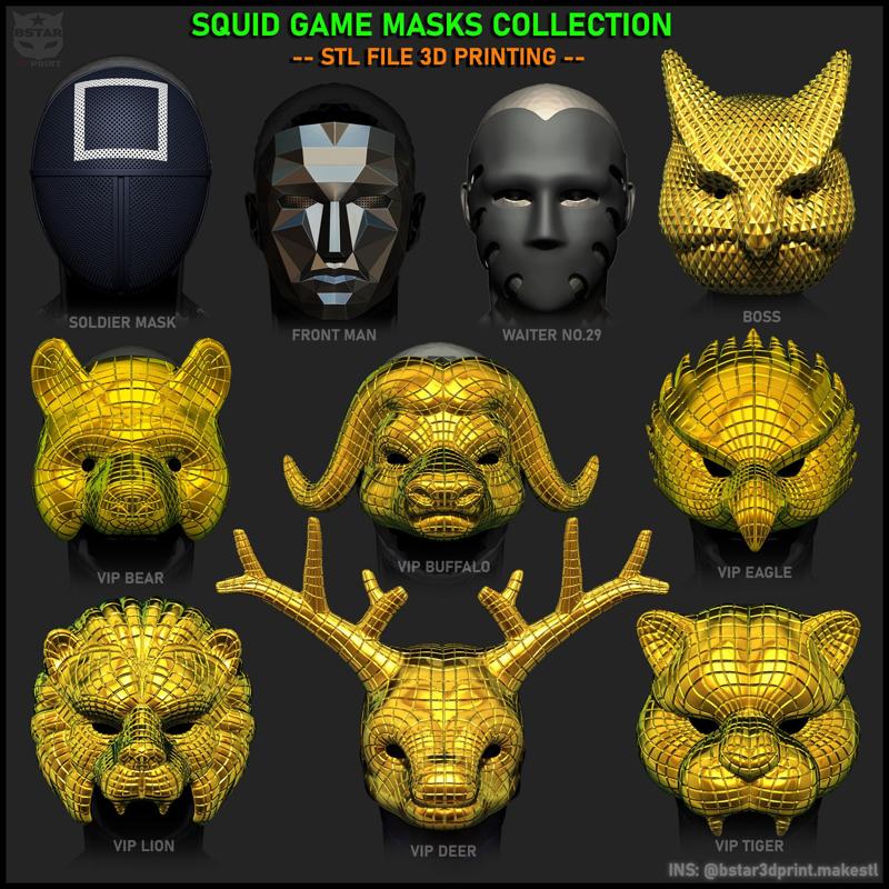 All Masks in Squid Game Movie 3D Model Collection