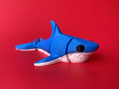 Articulated Happy Shark, Flexi Multicolor Print In Place
