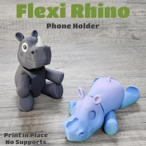 Cute flexi Rhino Phone Holder – Print in Place – Multicolor
