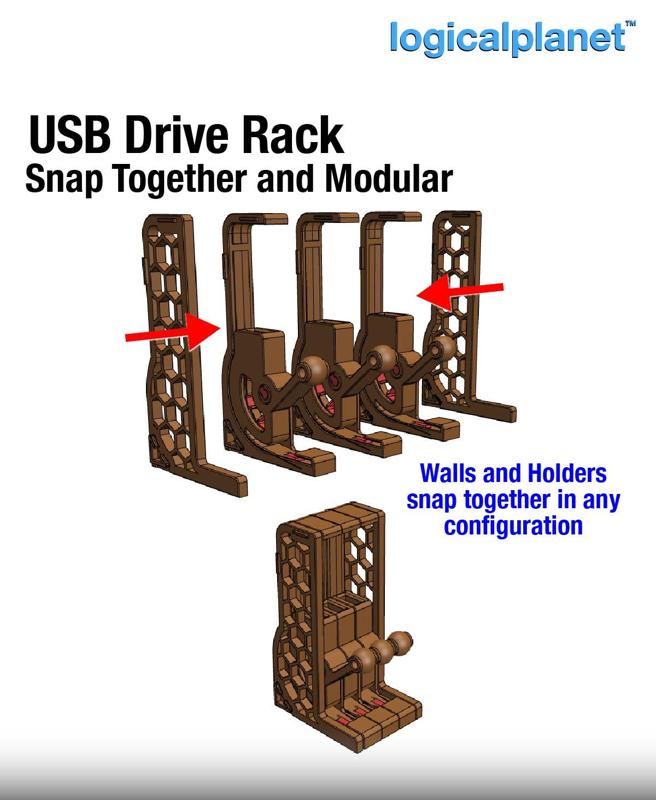 USB Drive Storage Rack (Modular, Push to Open)