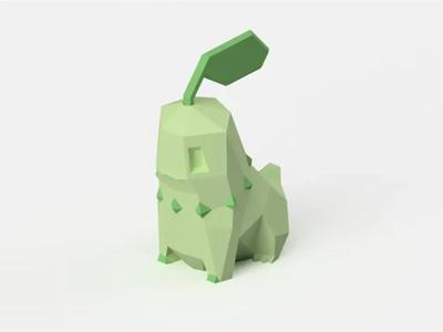 Low-Poly Chikorita – Dual Extrusion version