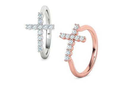 0742 Diamond Cross Ring 2mm diamonds East-West 3dmodel