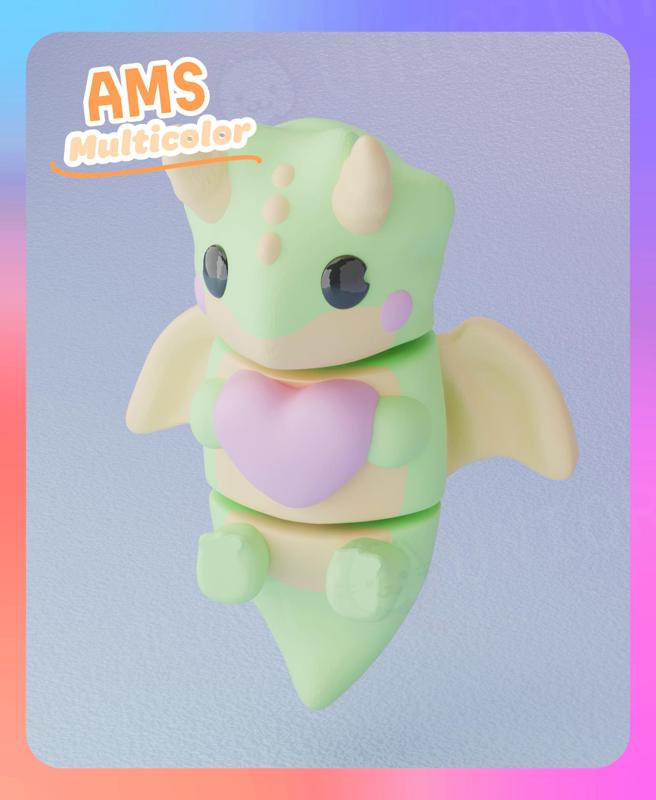 Flexi Baby Dragon Heart Keychain (Multicolor)