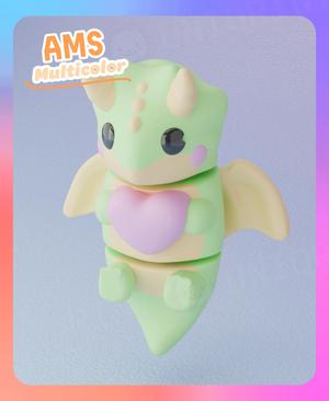 Flexi Baby Dragon Heart Keychain (Multicolor)