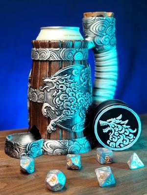 12oz Wolf of the Wind Can Cozy Dice tower