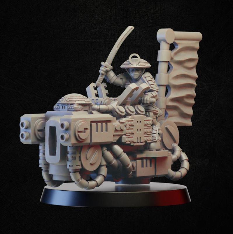 Alien samurai on hover bike