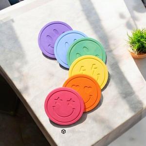 Emoji Coaster Set 3D STL Files, 6 pcs. Emoji Model, Coaster Print 3D Models