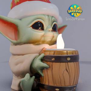 Christmas Grogu – Xmas Candle Holder – 3D print STL and multicolor 3MF file