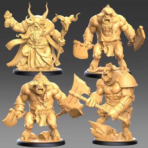 Minotaur Clan Heroes – 3 modular miniatures + 1 FREE exclusive miniature