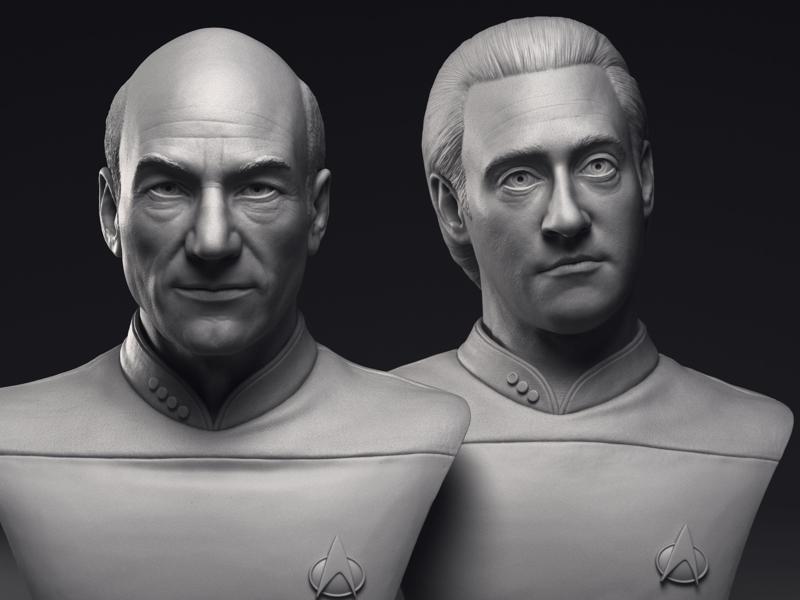 Picard and Data  3d printable bust collection