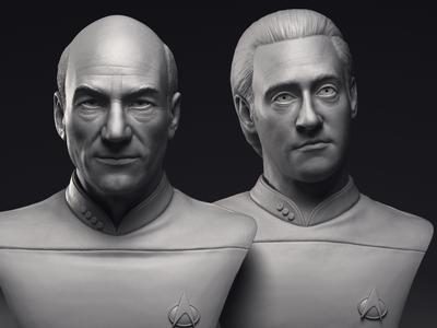 Picard and Data  3d printable bust collection