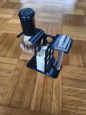 Shaver holder with razor, brush holder - stand UPDATE   
