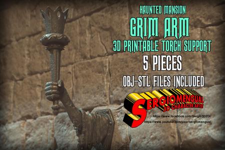 Haunted Mansion Grim Arm Torch Support 3D Printable Sculpture