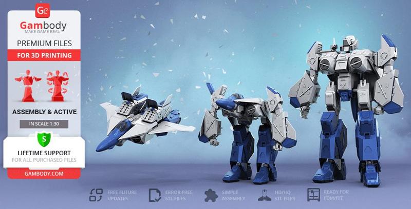 Robotech VFA-6 Alpha 3D Printing Model | Assembly + Action