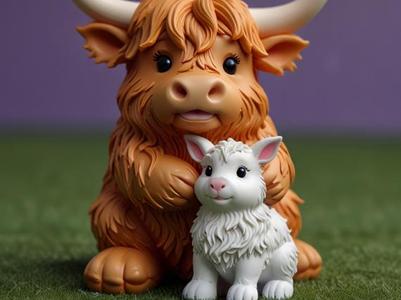 Highland Cow with Easter Bunny Calf Supper Easy