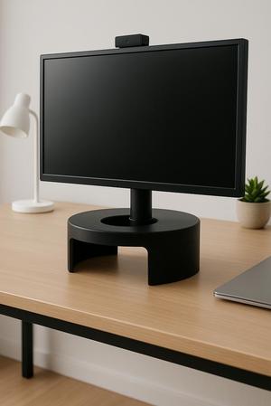 Minimalist Circular Monitor Stand – 3D Printed Ergonomic Base with Storage