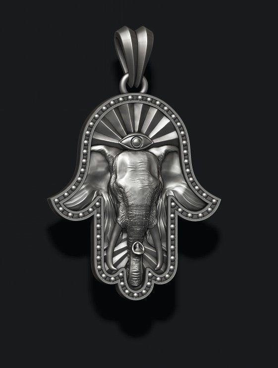 Hamsa elephant pendant